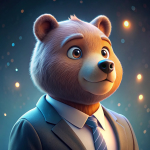 bear shy manager, profile view, light background