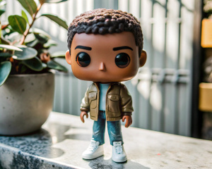 funko pop de joven aesthetic de test de piel algo morena con cabello corto