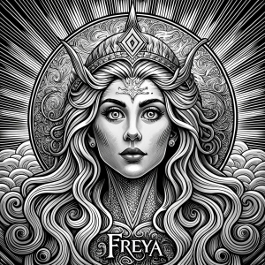 godness freya perfect realistic art, high-definition, high-definition grey and black, white background 