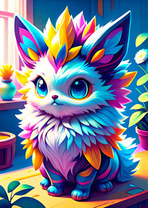 extremely fluffy shaped pokemon fluffy,cute style,vibrant color,nature,in the living room