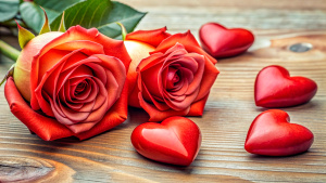 amores románticas rosas y corazones