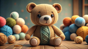 игрушка медведь стикер  связанное из ниток    стиль мультфильм