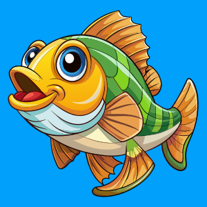 Cute Bass Fish Vector Cartoon illustration - Recraft