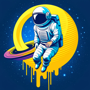 aesthetic astronaut galaxy yellow  blue space honey moon