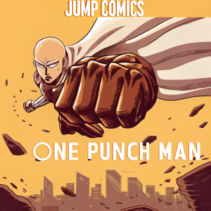 Cover art for One Punch Man manga featuring Saitama. Vibrant illustration with dynamic action pose. Top banner includes Jump Comics logo.