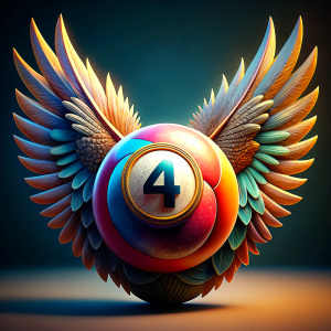 ultra realistic winged colorful billiard ball number4