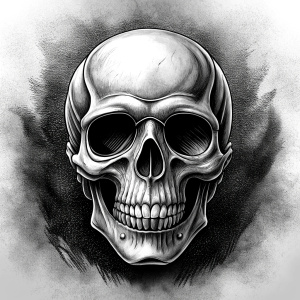 motorcycle biker skull tattoo design - perfect realistic art - high-definition - grey and black - white background 