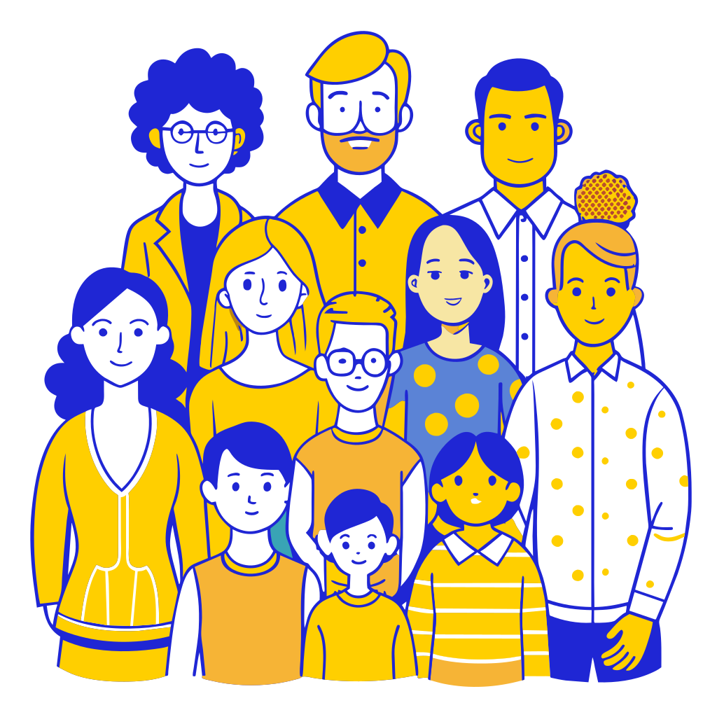 groups of parents with no kids- line art