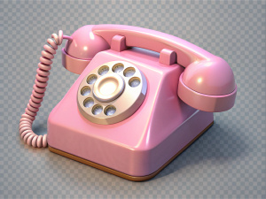 pink  Rotary Telephone Isolated on Transparent Background

