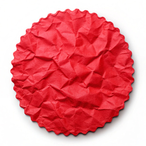 Red sticker paper texture wrinkled adhesive label or price tag crumpled glue badge
