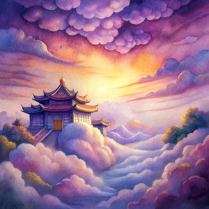 sunrise clouds around chinese purple palace