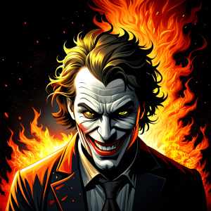 joker is smiling in the fire, xoxoxo