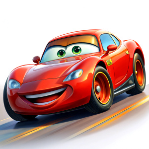 Lightning mcqueen, cartoon, high quality, cute image, white background 