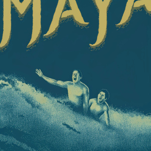 Promotional poster for 'Maya' (1966). Clint Walker and Jay North in intense scene. Adventure-themed artwork, dynamic and action-packed imagery.