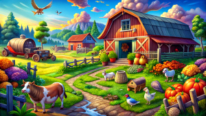 a farm with a lot of animals