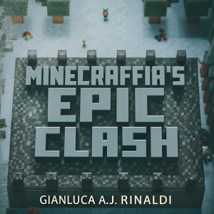 Cover art for 'Minecraftia's Epic Clash' by Gianluca A.J. Rinaldi. Features detailed pixel art design