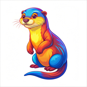 Otter, full body, side view, mascot cartoon character isolated on white background
