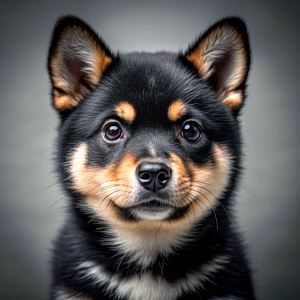 face black baby doge shiba inu, black baby shiba inu dog, reality, ultra hd, 4k real 