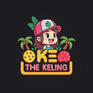 Cartoony, pixel art logo design for 'THE KELING'. Bright colors, playful font, black background, fun and simple text below.