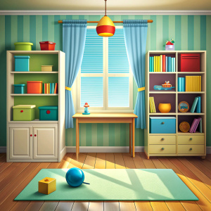 child  room front viwe flat vector