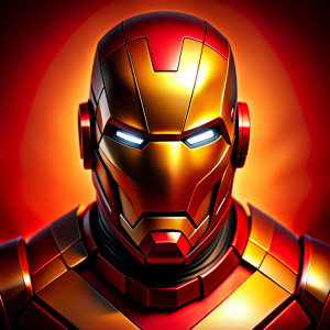 Ironman Helmet front face, background red color