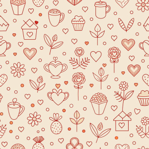 valentine day minimalist doodles for seamless pattern tile, light background