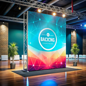 Mockup de un backing, este backing estará ubicado en un evento. 