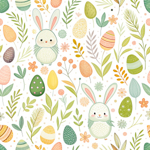 easter minimalist doodles seamless pattern tile, white ground