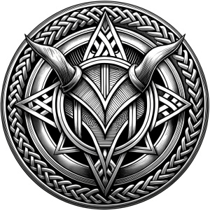 viking symbols high-definition blackwork realistic design, white background 