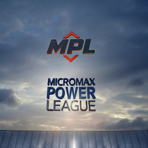 Illustration featuring Micromax Power League logo. On a bright green backdrop. Bold 'MPL' and 'MICROMAX POWER LEAGUE' text in dynamic font. Incorporating a leaping figure conveying energy and motion. Modern and sleek design with impactful visual presence.