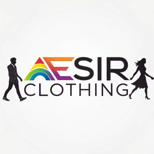 Aesir Clothing's minimalist logo, vibrant colors, sleek design, bold sans-serif font, simple yet striking, modern branding.