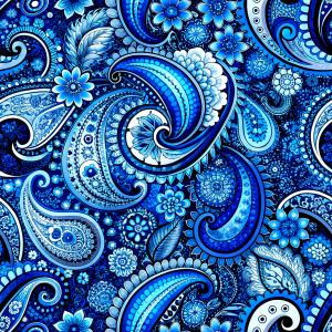 Background texture, Fabric blue paisley. Designed for Fabri-Quilt, this soft double napped flannel is perfect for quilting, apparel, and home decor accents. Colors include black, blue, and white.