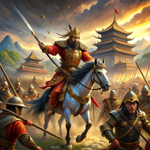 Chinese wars in ancient times, knives, swords, horses
