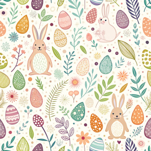 easter minimalist doodles seamless pattern tile, white ground