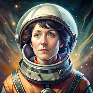 young Minerva McGonagall as an astronaut, illustration, avatar