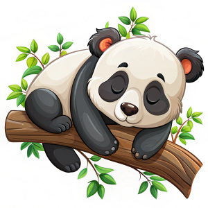 Cute panda sleeping on a tree branch vector illustration  on white background




