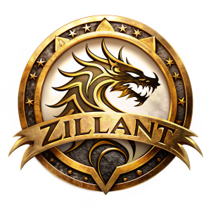 
golden dragon emblem inscription zilant made in black, white and gold arched letters on a white background
