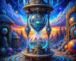hourglass in a futuristic sci-fi style