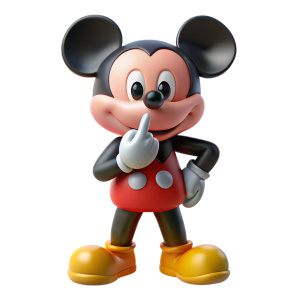 mickey mouse  pointing with hand to keep quiet full body with legs