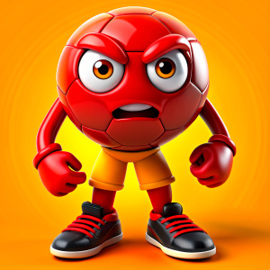 mean angry full whole body footballer holding a ball