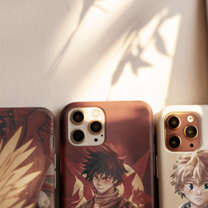 Close-up view of various My Hero Academia iPhone covers. Detailed illustrations of characters, vibrant colors, against plain white backdrop.