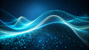 Technology digital wave background concept.Beautiful motion waving dots texture with glowing defocused particles. Cyber or technology background.