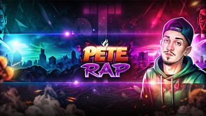 Youtube banner, HIPHOP,RAP, text PETE, NO MAN