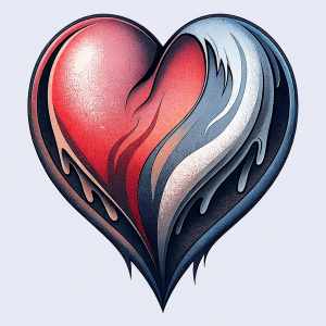Style stickers. Create a heart shape with clean lines and smooth .Experiment with negative space to create an additional shape within the heart. Apply a subtle gradient to the heart symbol for a modern touch. Black and red only. White background, No Background, vector, 8K.