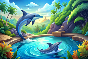 Dolphins in the swimming pool