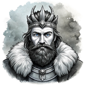 Nordic Surt - Ruler of Muspellsheim - perfect realistic art, high-definition grey and black, white background tattoo design