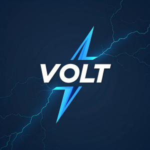 Volt logo featuring sleek lightning bolt in electric blue, bold sans-serif font. Modern, minimalist design optimized for scalability in digital and print formats.