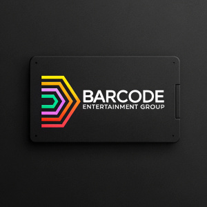 Barcode Entertainment Group's logo on a sleek, dark background. Vibrant geometric shapes intertwined with the text. Minimalist design