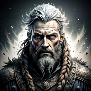 odin perfect realistic art, high-definition, high-definition grey and black, white background 