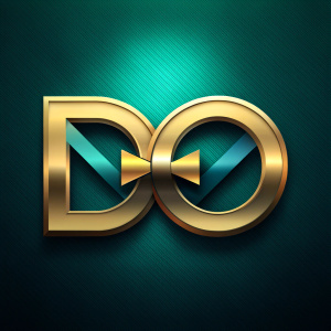 a logo from letters d and o , bow